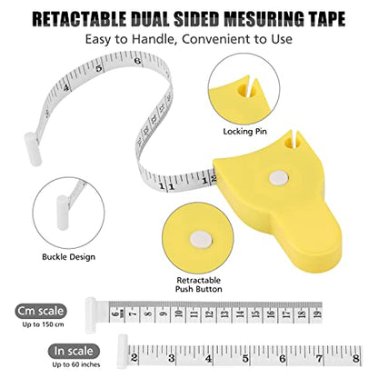 2PCS Tape Measure Body Measuring Tape 60inch (150cm), Retractable Measuring Tape for Body Measurement & Weight Loss, Accurate Body Tape Measure for Fitness, Tailor, Sewing, Handcrafts, Clothes,Yellow - color: Yellow