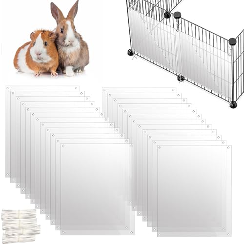Oncpcare 24 Pack Rabbit Splash Guard, 10'' x 8.2'' Pet Plastic Pee Shields Liner Protection Clear Edge Liner Guinea Pig Side Lining Small Animal Cage Accessories - size: 24pcs