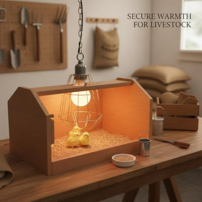 Heat Lamp Guard with Ceramic Socket, Metal Mesh Bulb Protector for Reptile Terrariums, High-Temp Resistant Fixture Kit