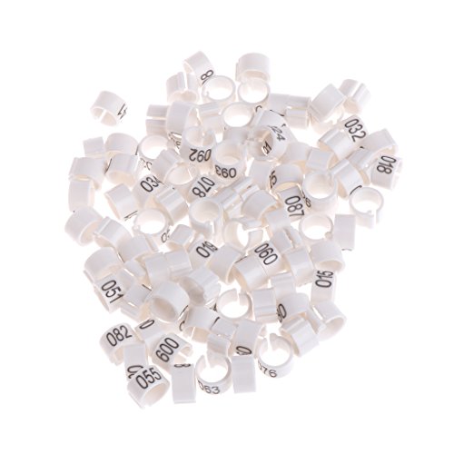 100-Pack 8mm Bird Leg Bands with Numbers Pigeons Foot Bands Clip Rings for Chicken for Quail Poultry