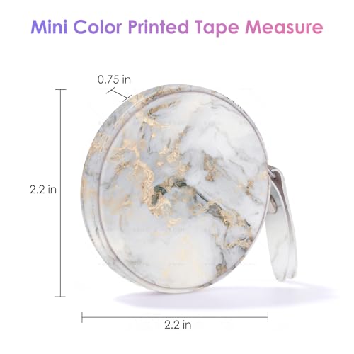 Sewing Tape Measure，Colour Printed Small Retractable Soft Measuring Tape for Tailor Cloth Fabric Body Measurements. - color: Gray Marble