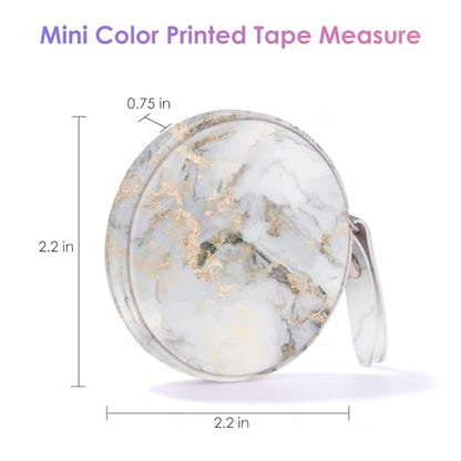 Sewing Tape Measure，Colour Printed Small Retractable Soft Measuring Tape for Tailor Cloth Fabric Body Measurements. - color: Gray Marble