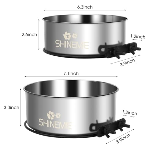 Dog Kennel Bowls for Crates, ShineMe 54oz & 34oz Dog Food Bowl and Crate Water Bowl No Spill, Stainless Steel Dogs Bowls Mountable 2 Pack, Silver (7.1x2.9” & 6.2x2.6”) - color: Silver, size: L (54oz+34oz)