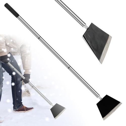 Garden Shovel, Floor Cleaning Scraper Tool, Snow Shovel Ice Scraper, 47 inch Weed Removal Tool with 3 Sections Long Handle for Moss,Sidewalks, Driveway Yard Working - Heavy Duty