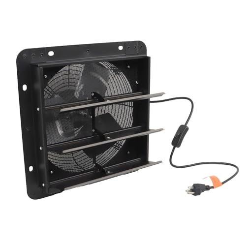 10 Inch Shutter Exhaust Fan, Exhaust Fan Wall Mounted with Mesh Screen, Suitable for Factories, Basements, Warehouses, Chicken Coops, Car Parks - size: 10 Inch