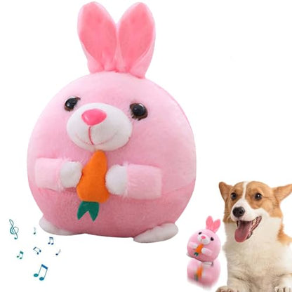 Active Moving Pet Plush Toy, Interactive Dog Toys Pet Bouncing Balls, USB Rechargeable Interactive Washable Cartoon Pig Plush Sound Electronic Dog Toy, Small Cute Squeaky Pig Dog Toy (Rabbit) - color: Rabbit