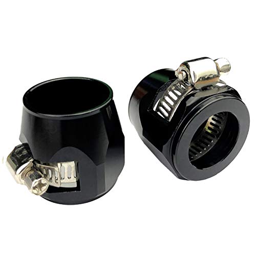 6AN Hex Hose Finisher Clamp Fuel Line Hose End Fitting Oil Water Pipe Adapter Black Aluminum, Pack of 2 - size: 6AN
