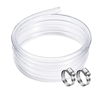 DAVCO 1/4" ID - 50 ft Clear Vinyl Tubing with 2 Stainless Clamps, Low Pressure Flexible PVC Tube, Heavy Duty UV Chemical Resistant Lightweight Plastic Vinyl Hose, BPA Free and Non Toxic - size: 1/4"ID, style: 50 Feet