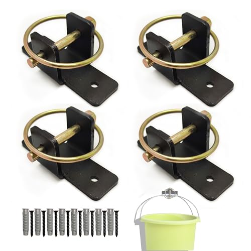 4 Pack Quick-Release Bucket Hooks, Heavy Duty Steel Bucket Holder Set for Horse Stalls, Barns & Livestock Feeding — Durable Wall-Mount Stable Accessories