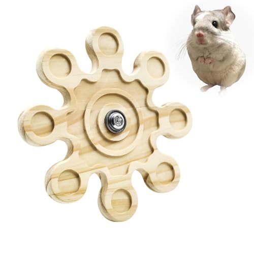 Chinchilla Chew Toys, Natural Wooden Rotating Teeth Grinding Toys, Hanging Chinchilla Cage Accessory and Hamster Exercise Chew Toy for Rabbit, Rat, Bunny, Guinea Pigs, Squirrels