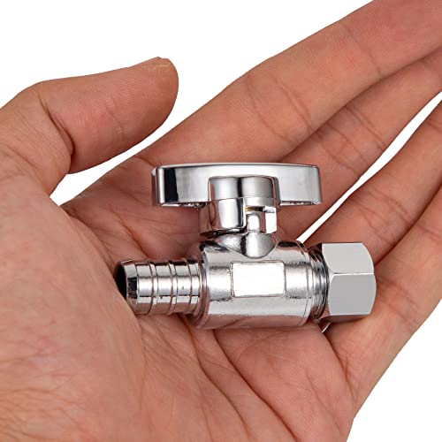 1/2 Pex Straight Stop Valve Sink Toilet Shut Off Valve,2 Pack Turn Straight Stop Valve 3/8" OD Compression X 1/2" Barb Crimp Pex LF Chrome Plated Brass with 2pcs - size: 2 Pack 3/8" OD Compression x 1/2" Barb Crimp PEX