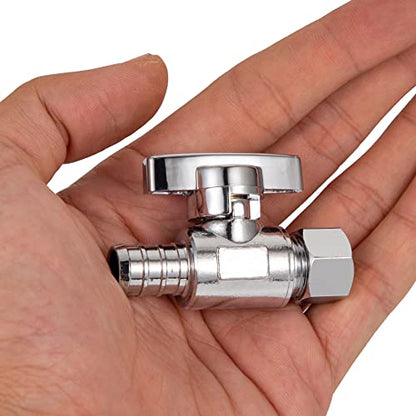 1/2 Pex Straight Stop Valve Sink Toilet Shut Off Valve,2 Pack Turn Straight Stop Valve 3/8" OD Compression X 1/2" Barb Crimp Pex LF Chrome Plated Brass with 2pcs - size: 2 Pack 3/8" OD Compression x 1/2" Barb Crimp PEX