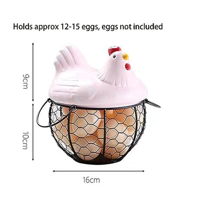 Creative Chicken Egg Baskets for Eggs, Iron Art Egg Collection Basket, Ceramic Egg Holders Multi-purpose Fruit and Potato Storage Basket, Kitchen Decoration