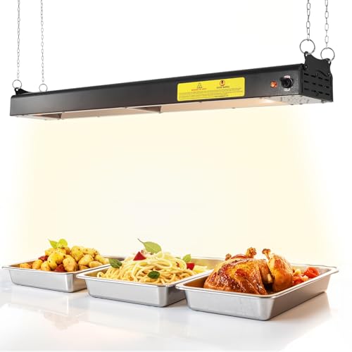 36-Inch Food Heat Lamp, 1000W Commercial Food Warmer Lamp Electric Strip Heater Overhead Stainless Steel Heat Lamps for Buffet Restaurant Parties Catering, Black 115V - color: Black, size: 36 Inch