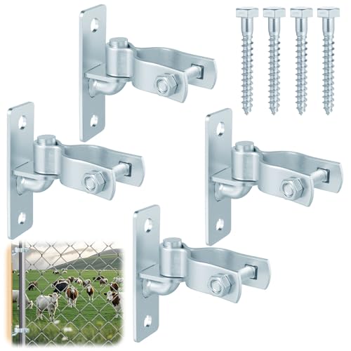 4 Pair 1-3/8'' Wall Mount Gate Hinge Heavy Duty, Chain Link Fence Post Hinges for Outdoor Gates, Metal Gate Hardware Kit (Screws Included) - size: 4 Pair-1-3/8''