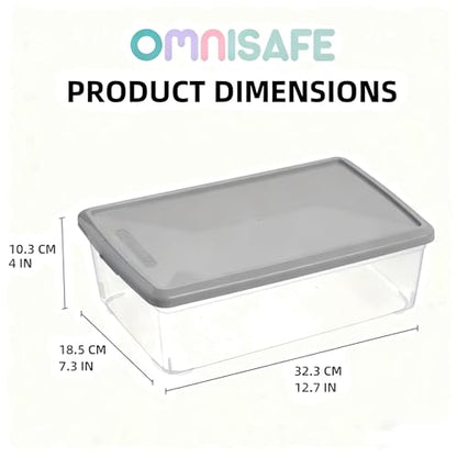 Stackable Plastic Storage Shoebox, BPA-Free Nestable Container with Latching Lid to Organize Shoes, See-Through Box for Home and Office, Multi-Purpose Storage Case, Clear Bins (12 Pack 6 Quart Gray)