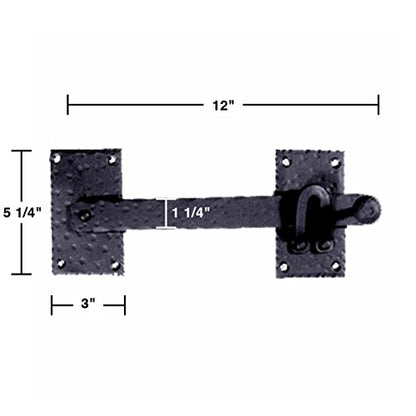 Black Iron Fence Gate Latch Lock, Colonial Style Door Hardware, 12 in, Pack of 4 - color: 12-inch Latch, size: Pack of 4