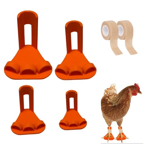 4-Size Chick Leg Splints for Splayed Leg, Soft Poultry Hobble Kit for Spraddle Leg - Adjustable Brace for Baby Chicks & Ducklings (Orange, Includes 2 Extra Straps)
