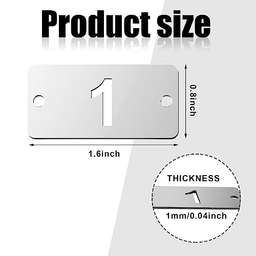 Hicarer 50 Pcs Metal Numbered Tags 1-50 Stainless Steel Number ID Key Tags with Holes Numbered Key Rings Chain(Rectangular) - style: Rectangular