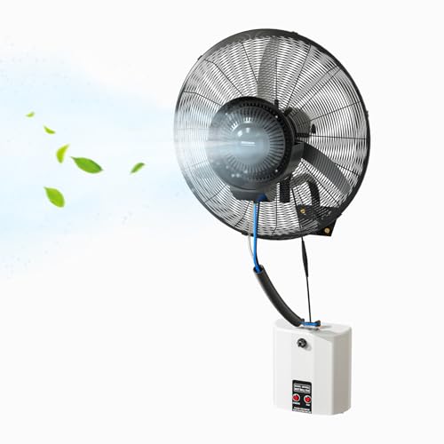 ROVSUN 26" Outdoor Misting Wall Fan with Water Tank, Industrial Wall Mount Mist Fan with BLDC Motor, 4-Speed High Velocity Waterproof Oscillating Fan, Workshop, Patio, Greenhouse, Commercial UL Listed - size: 26''