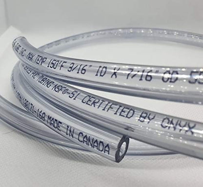 3/16" ID (5 mm) 7/16" OD (11 mm) Food Safe Certified (NSF 51) Vinyl PVC tubing Multipurpose Food Grade Beer Brewing Line Clear Tubing, Kegerator, Wine Making, Aquaponics, Air Hose (50 Feet) - size: 50 Feet