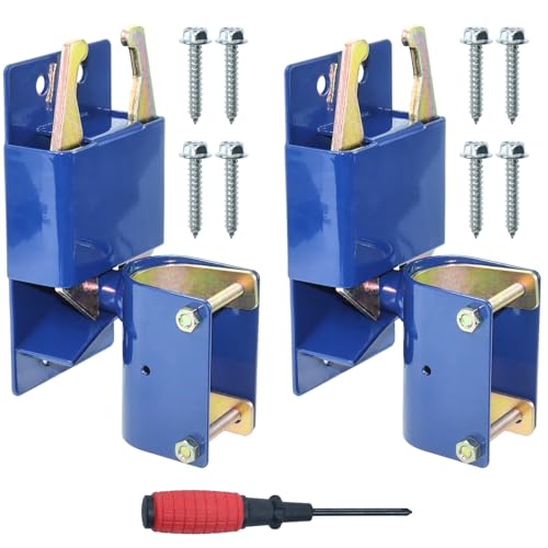 2 Pack Two Way Gate Latch – Blue Heavy Duty Farm Gate Latch | Fits Round Tube Gates with 1-5/8" to 2" Tubes – 2-Way Latch with Screws & Phillips Screwdriver, Ideal for Farms & Pastures - color: 2 Pack Blue 2-Way Gate Latch