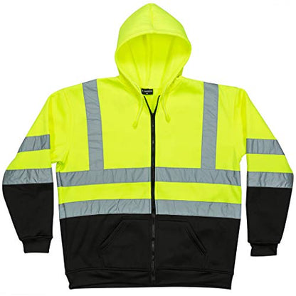 North 15 Men's High Visibility Safety Hooded Fleece Sweatshirt - size: X-Large