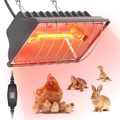 Chicken Coop Heat Lamp, 300W Brooder Heater for Chicks 9.84ft Cord UL Passed Carbon Fiber Bulbs Heater with Adjustable Hanging Height for Livestock Supplies Indoor Warmer | UL Passed,9.84ft Cord, Adjustable Hanging Height, Livestock Supplies Indoor Warmer