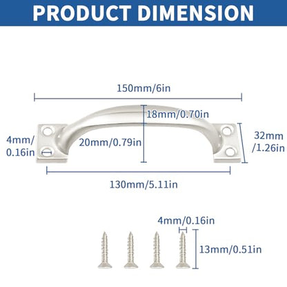 TamBee 6 Inch Gate Handle Outdoor 304 Stainless Steel Door Pull Handle Rustproof Barn Door Handles for Fences Garage Yard Kitchen Bathroom (2 Pack) - size: 2 Pack 6 Inch Stainless Steel