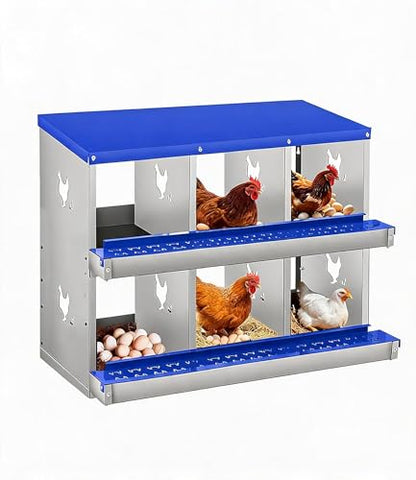 Chicken Nesting Box, 6 Compartment Metal Nesting Box,Wall Mount Chicken Nesting Boxes for Laying Eggs,Easy Egg Collection,6 Room Nest Boxes for Chickens - size: 6 Compartment Metal Nesting Box