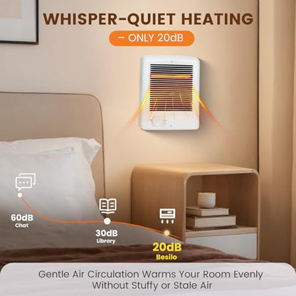 Upgraded CSC151TW In Wall Heater – 1500 Watts, 5120 BTU, 120 Volts, Built-In Thermostat, Fast-Heating Complete Unit, Electric Wall Heater for Indoor Rooms & Bathrooms