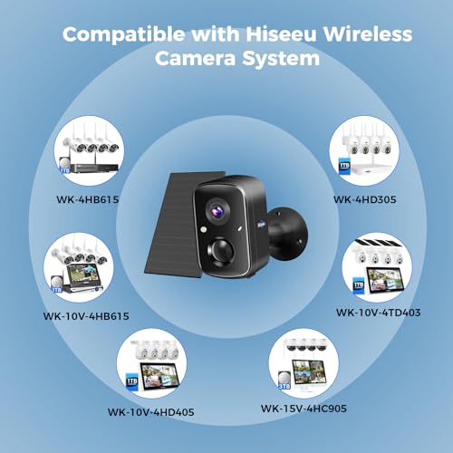 Hiseeu Security Cameras Wireless Outdoor, 4pcs Solar Powered 3K 4MP Surveillance WiFi Cameras for Home Security Outside, PIR/AI Motion Detection, Waterproof, Color Night Vision, 2-Way Audio, Black - color: 4C90B-Black