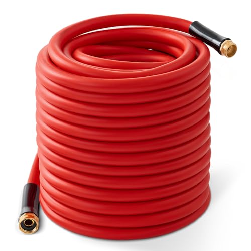 Garden Hose 150ft x 3/4” Hot Water Hose, Heavy Duty -50°F to 190°F,Burst 600Psi Flexible Upgraded Rubber Hoses,3/4” Solid Fittings for All-weather Outdoor Lawn & Garden - size: 150Ft, style: 3/4"