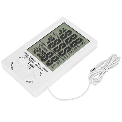 Digital Thermometer Hygrometer, with Water Proof Probe for Max Min Records, -40°C to 70°C Range for Indoor Outdoor Farm Aquarium Greenhouse Home