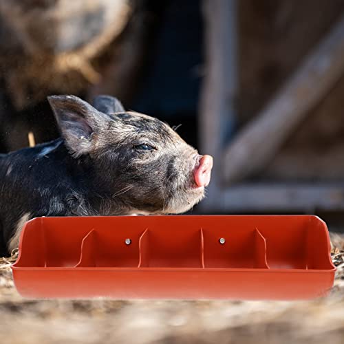 2pcs Pig Feed Trough Farm Sheep Water Bowls Plastic Fence Livestock Feeder Pig Feeder Animal Chicken Chicken Playpen Compartment Manger Porous Pp Tray - color: Brown 2pcs, size: 54x16cm