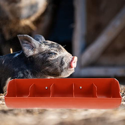 2pcs Pig Feed Trough Farm Sheep Water Bowls Plastic Fence Livestock Feeder Pig Feeder Animal Chicken Chicken Playpen Compartment Manger Porous Pp Tray - color: Brown 2pcs, size: 54x16cm