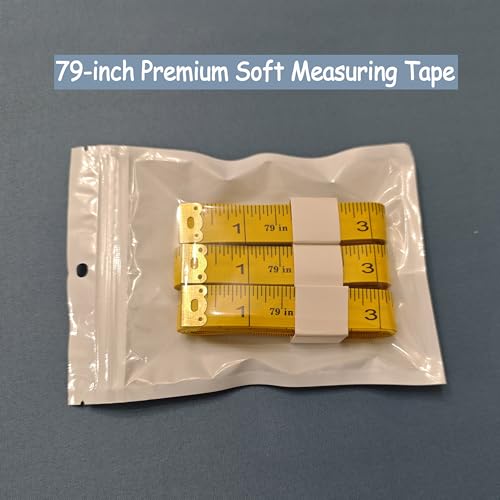 3 Pack Soft Tape Measure Double Scale 79-inch/200cm, Fabric Craft Tape Measure & Medical Body Measurement, Sewing Flexible Vinyl Ruler & Measuring Tape for Body Weight Loss (Yellow) - color: Yellow