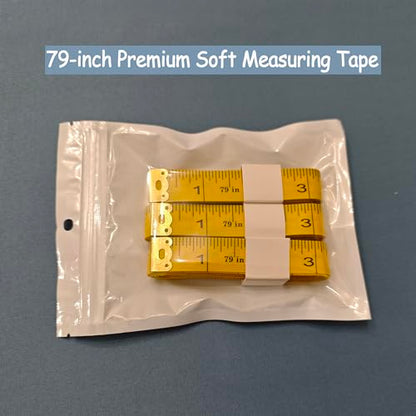 3 Pack Soft Tape Measure Double Scale 79-inch/200cm, Fabric Craft Tape Measure & Medical Body Measurement, Sewing Flexible Vinyl Ruler & Measuring Tape for Body Weight Loss (Yellow) - color: Yellow