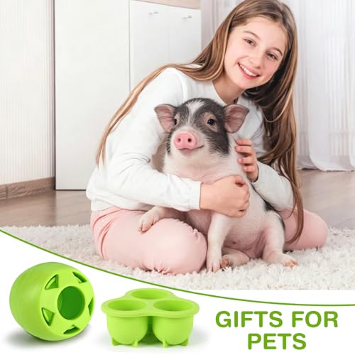Pig Toys for Mini Pigs to Play with, Enrichment Toys for Pigs, Lick Ball Toy for Mini Pigs, Frozen Treat Molds & Slow Feeder Ball, DIY Freezable Rubber Lick Ball for Powder Slurry, Soft Food