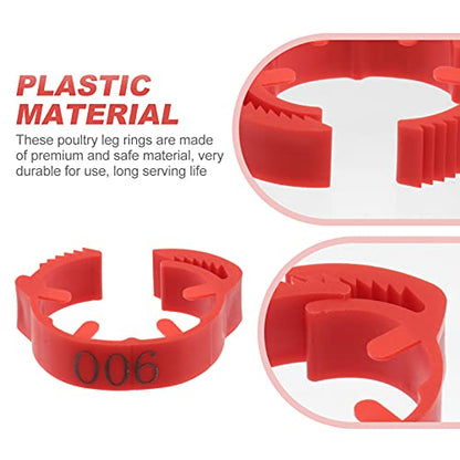 100 Pack Poultry Leg Bands - Durable Numbered Chicken and Duck Identification Rings for Easy Breed Management(Red,3 Packs) - color: Red, size: 3 packs