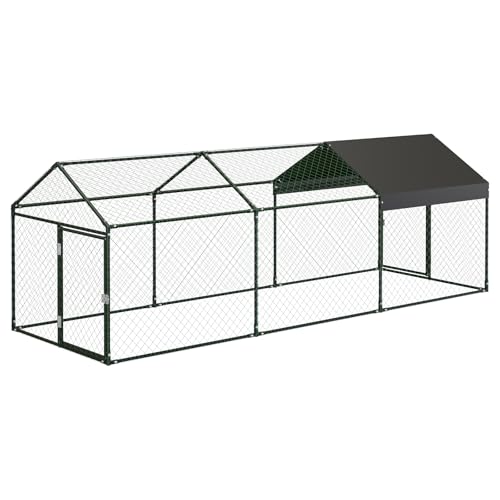 Large Chicken Coop, 120" x 40"x 40" Metal Chicken Run for Yard, Outdoor Chicken Pen with Waterproof and Anti-UV Cover for Backyard Farm Chicken Rabbit Duck, Black - color: Black