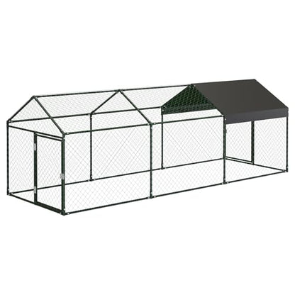 Large Chicken Coop, 120" x 40"x 40" Metal Chicken Run for Yard, Outdoor Chicken Pen with Waterproof and Anti-UV Cover for Backyard Farm Chicken Rabbit Duck, Black - color: Black