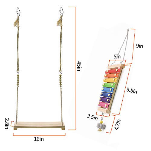 Swing Toys Xylophone, 2pcs Chicken Toys for Poultry Run, Rooster Hens Chicks Pet Parrots Macaw Entertainment, Stress Relief for Birds - size: 2pcs Chicken Swing Toys Set