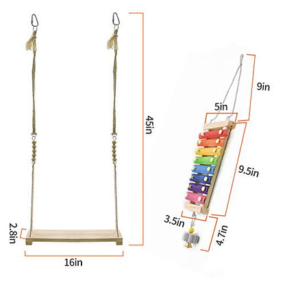 Swing Toys Xylophone, 2pcs Chicken Toys for Poultry Run, Rooster Hens Chicks Pet Parrots Macaw Entertainment, Stress Relief for Birds - size: 2pcs Chicken Swing Toys Set