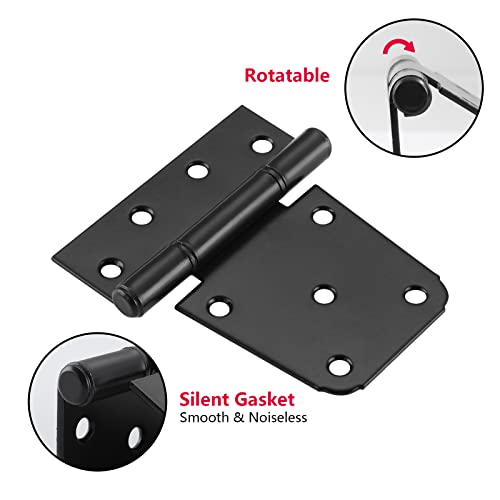 Heavy Duty Gate Hinges 4 Pack, 3.5 Inch Black Shed Barn Door Hinges, Metal Gate Hinges for Wooden Gates Wood Fence Outdoor with Screws, HOME MASTER HARDWARE - color: 4 Pack - Black