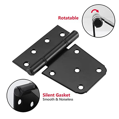 Heavy Duty Gate Hinges 4 Pack, 3.5 Inch Black Shed Barn Door Hinges, Metal Gate Hinges for Wooden Gates Wood Fence Outdoor with Screws, HOME MASTER HARDWARE - color: 4 Pack - Black