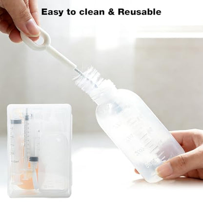 Newborn Pet Feeding Kit, 100ml Small Animal Nursing Bottle with BPA-Free Nipple, Oral Syringe, Measuring Cup & Cleaning Brush for Kittens, Puppies, Rabbits, Squirrels | Safe Hygienic Milk Feeder Set