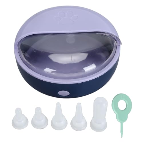 Semme Pet Milk Bowl with 5 Nipples Breathing Device for Kittens Puppies Small Animals Safe Feeder with Lid (Purple) - color: Purple