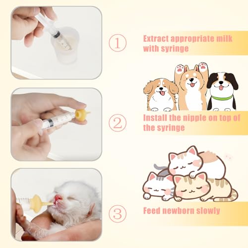 Mini Pet Feeding Bottle and Syringes with Nipples for Small Cat Dog Animals,Kittens, Puppies, Rabbits, Small Animals, Squirrel (Model 5) - size: model5