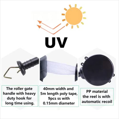 16.4ft Retractable Electric Fence Gate Handle Poly Tape